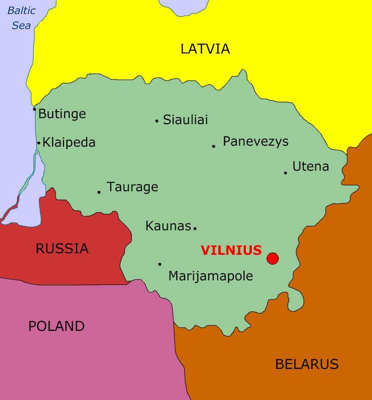 map of Lithuania