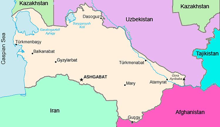 map of Turkmenistan