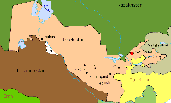 map of Uzbekistan